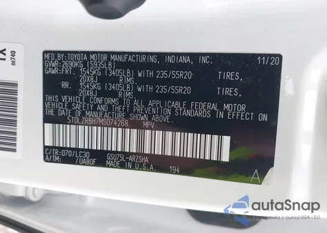 2021 Toyota Highlander Xse from USA, damaged, VIN 5TDLZRBH7MS074268
